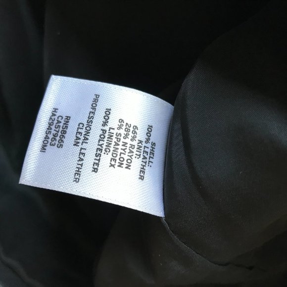 Halogen Leather Ponte Knit Shift Dress Womens Small Black Short Sleeve Crew Neck - Picture 6 of 13